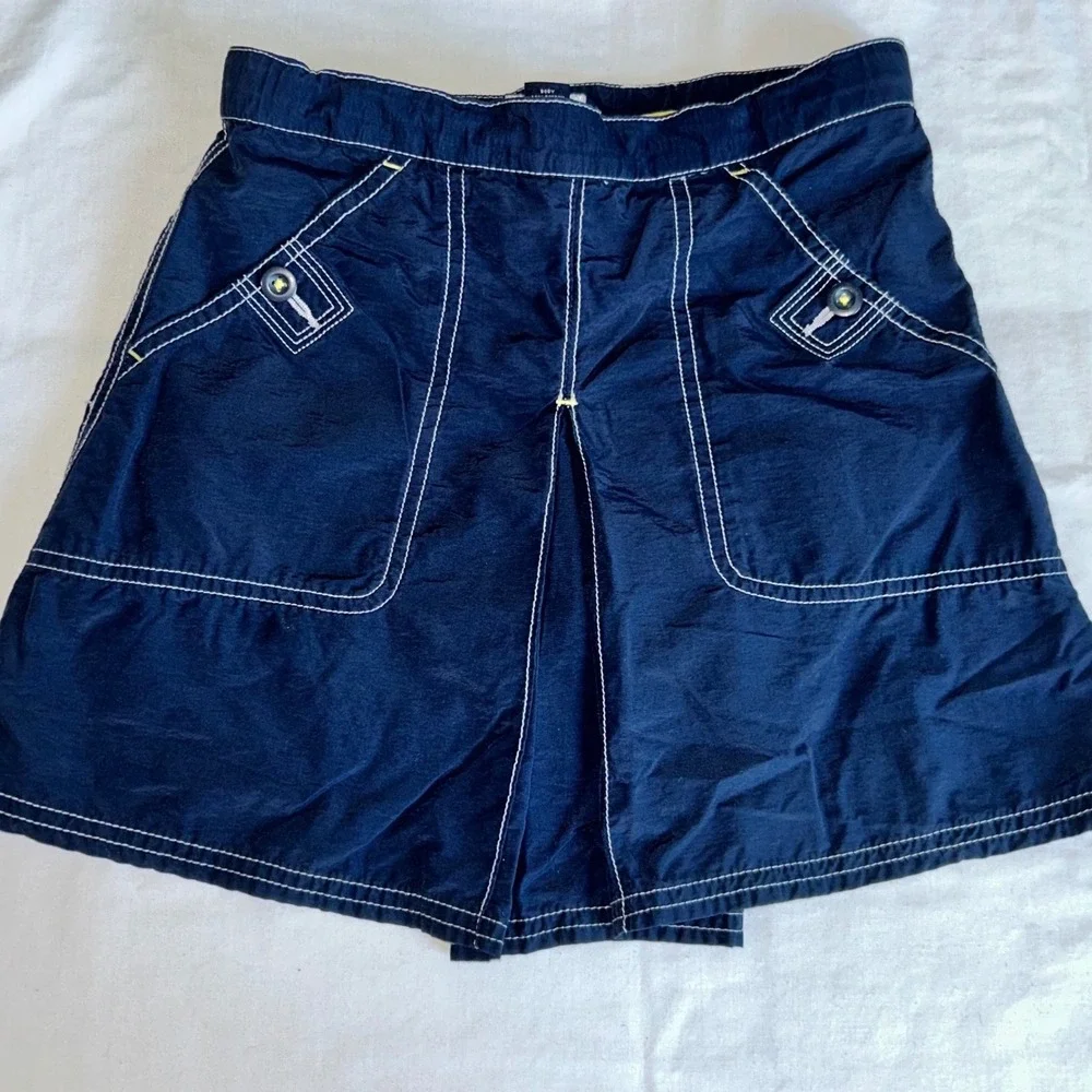 Lands End Girls Navy Blue Skort Contrast Stitching Elastic Waist Size‎ 8